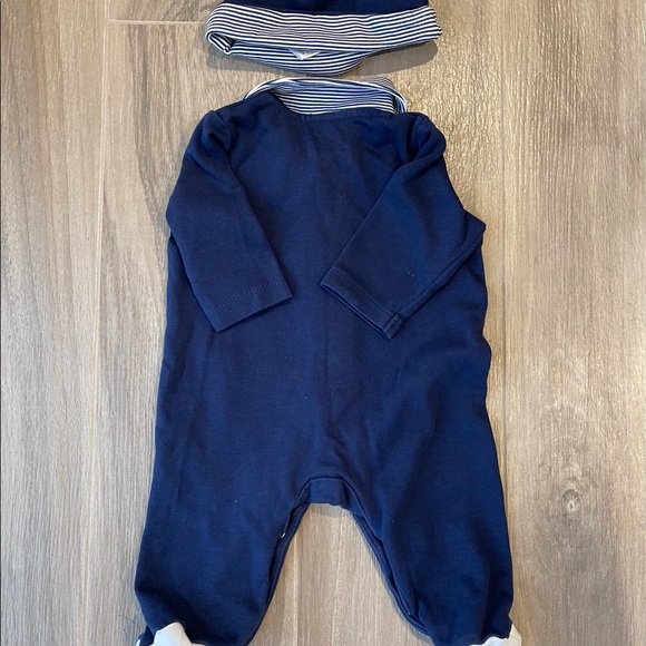 Little Me Sports Embroidery Footie & Hat New - Picture 2 of 9